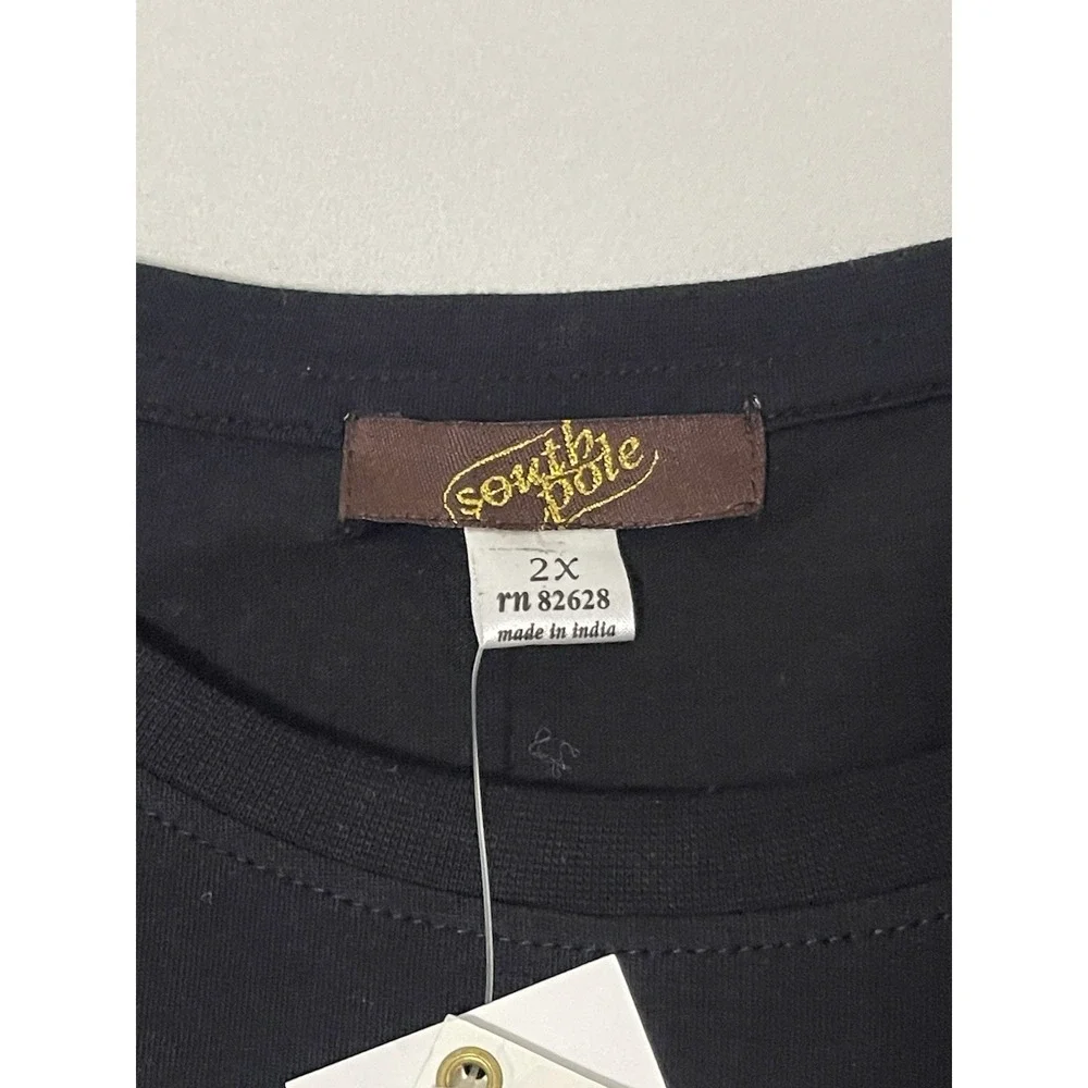 NWT Y2K South Pole Black Gold Graphic Baby Tee Logo Top Size‎ 2XL